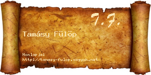 Tamásy Fülöp névjegykártya